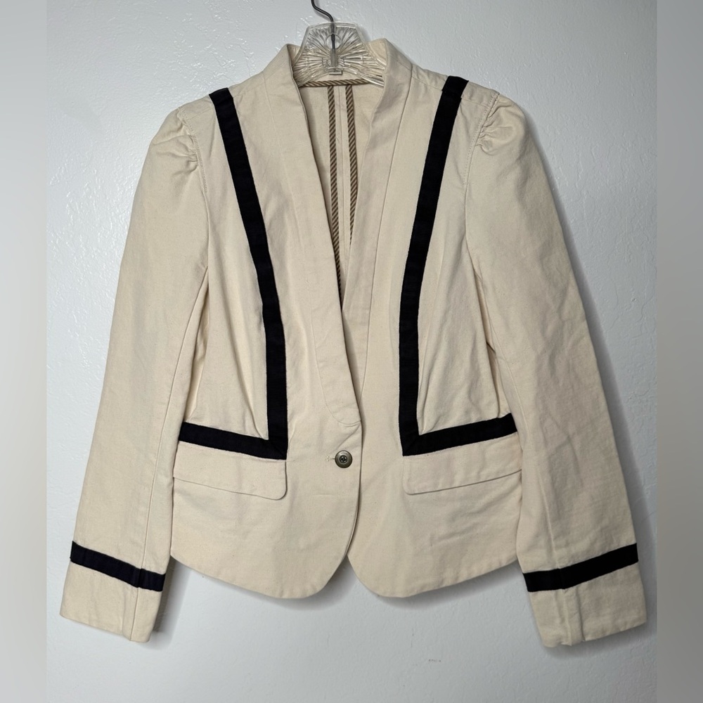Loft Blazer Womens Size 10P Tuxedo Striped Beige Business Dress Coat Jacket NWOT